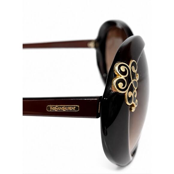 Yves Saint Laurent Paris Oversized Sunglasses Round 6136 Brownish Red Metallic main image 5